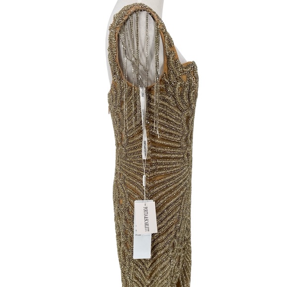 Portia and Scarlett Gold Beaded Sequin Crystal Formal Dress Size 12 NWT - Picture 8 of 9